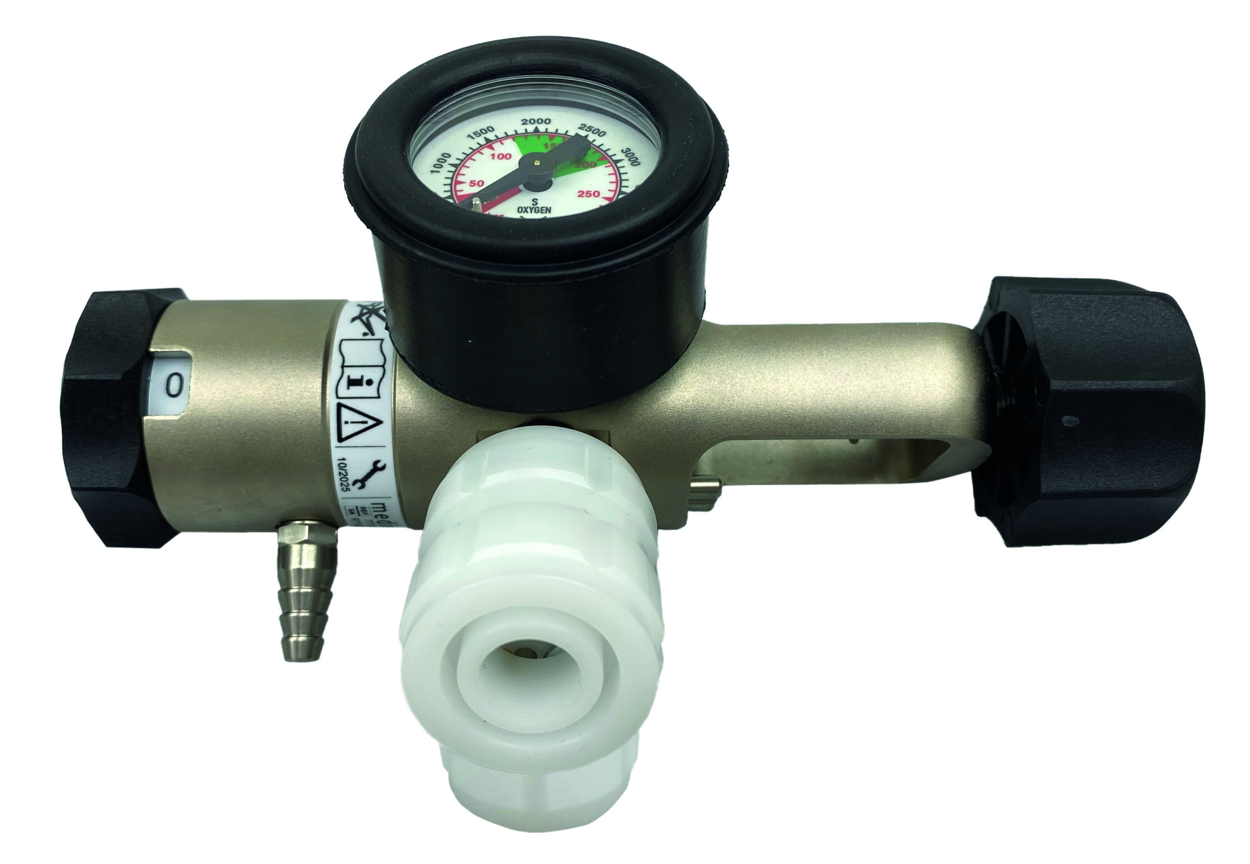 Oxygen Regulator, Pin Index, 2 x BS Schrader Therapy - Meditech